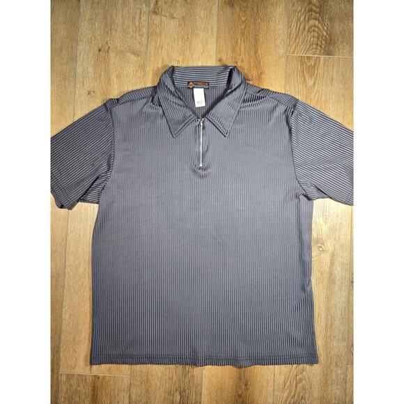 Dangerous Willie Men’s XL Gray Ribbed Liquid Knit 1/4 Zip Disco Shirt Vintage 90 - Picture 2 of 7